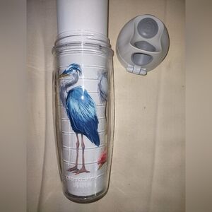Tervis Travel Tumbler Cup Flip Top Lid Heron Egret Ibis Wading Marsh Water Birds